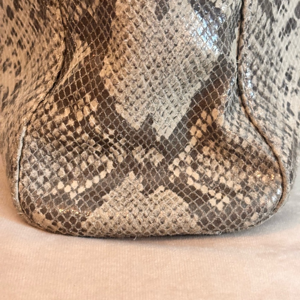 Michael Kors Mk Python Embossed Large Beige Tote … - image 8